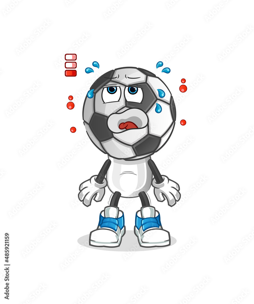 Obraz premium football head cartoon low battery mascot. cartoon vector