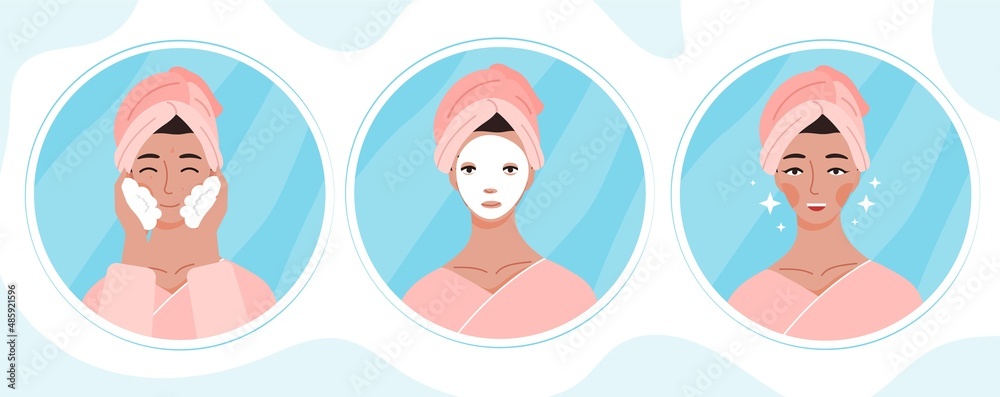 Instructions for using moisturizing mask concept Instructions for using moisturizing mask concept