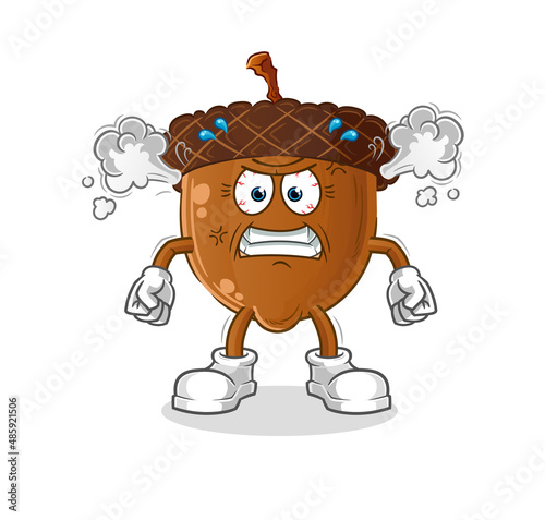acorn head cartoon very angry mascot. cartoon vector