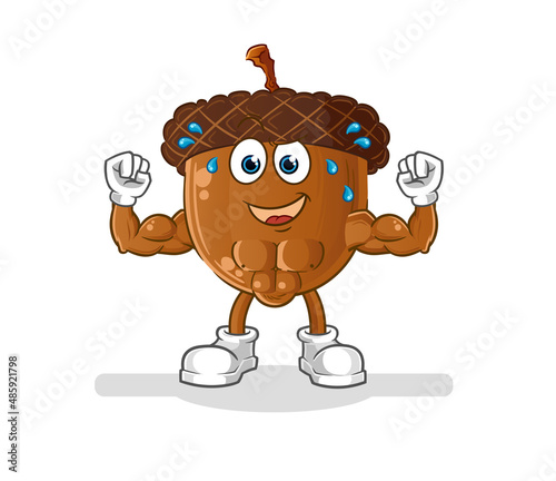 acorn head cartoon muscular. cartoon mascot vector