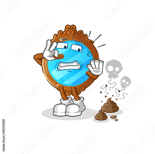 mirror with stinky waste illustration. character vector