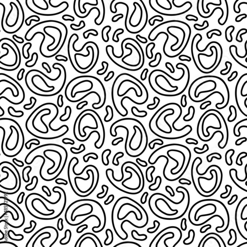 Black and white hand drawn abstract seamless pattern. Doodle style vector.