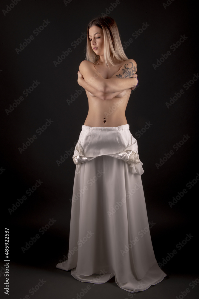 portrait of sexy beauty woman in white dress portrait of sexy beauty woman in white dress