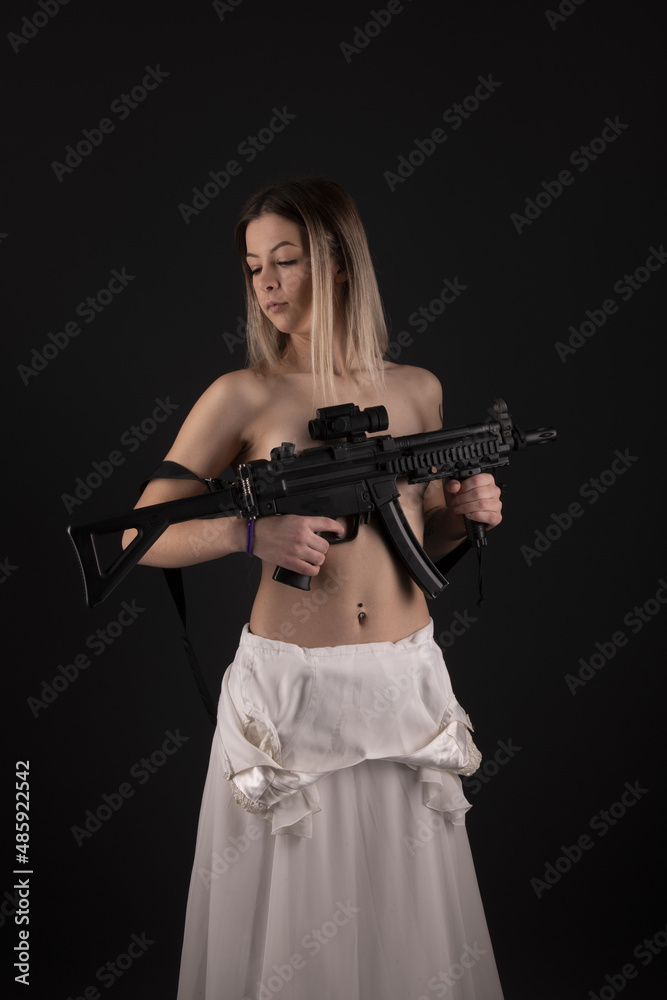 sexy woman holding gun