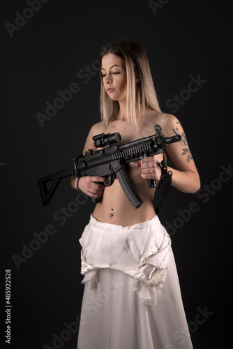 Wallpaper Mural sexy woman holding gun Torontodigital.ca