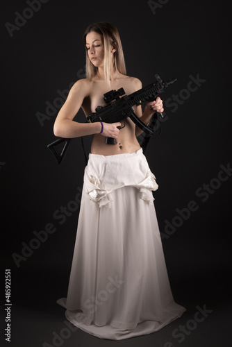 sexy woman holding gun