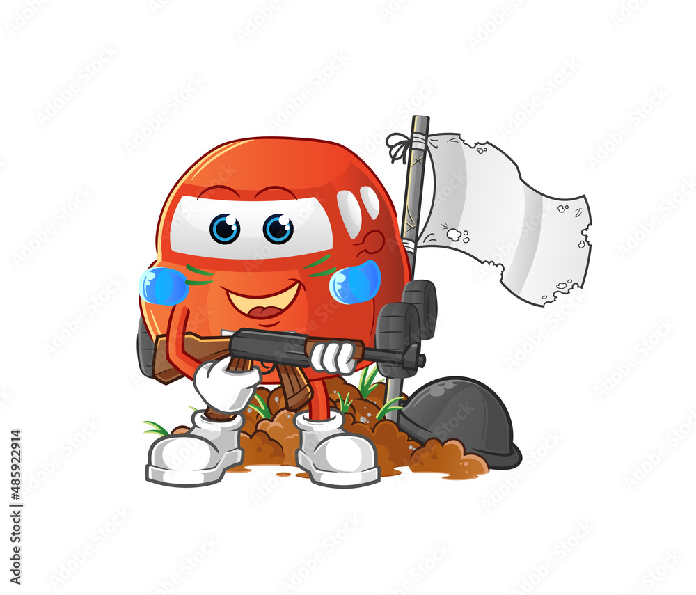 car army character. cartoon mascot vector