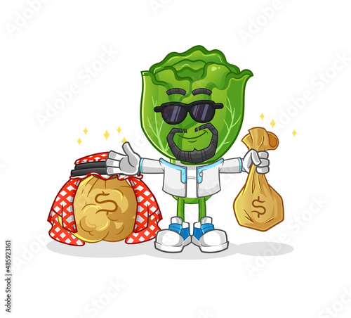 cabbage head cartoon rich arabian mascot. cartoon vector