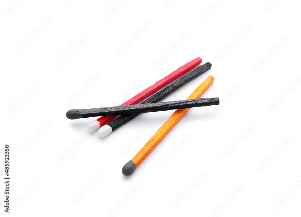 Different new matchsticks on white background Different new matchsticks on white background