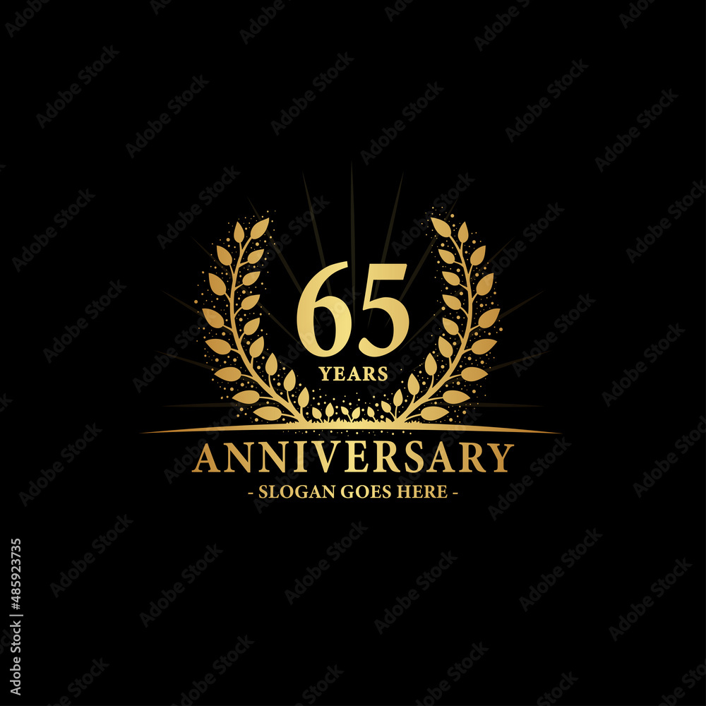 65 years anniversary logo. Vector and illustration.