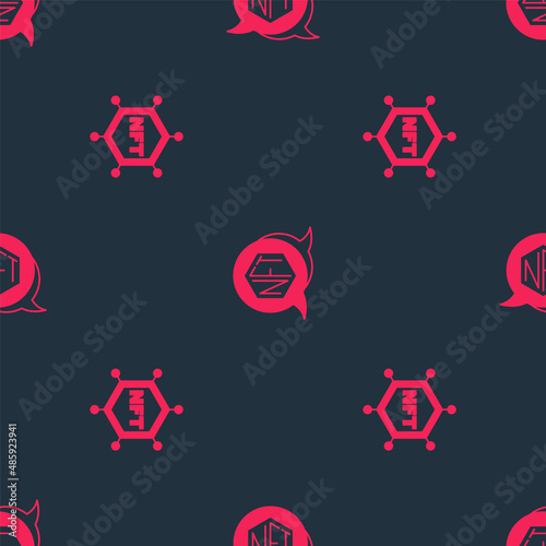 Set NFT blockchain technology and Digital crypto art on seamless pattern. Vector