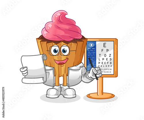 cupcake oculist cartoon. cartoon mascot vector