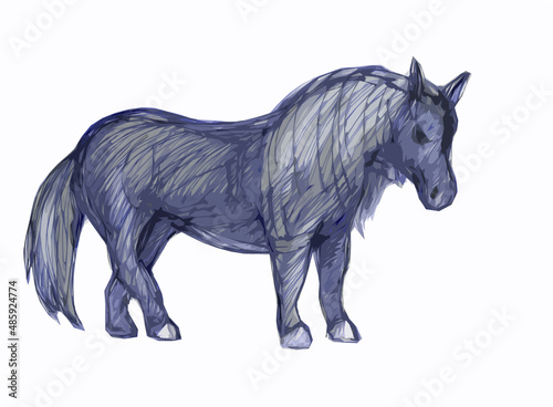 Heavy horse. A beautiful image of a horse. A strong animal. Illustration for design projects.