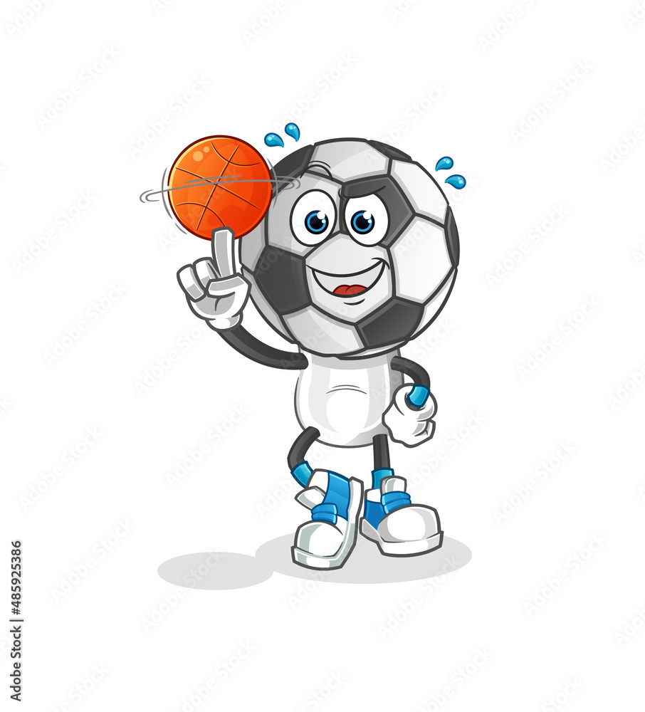 football head cartoon playing basket ball mascot. cartoon vector football head cartoon playing basket ball mascot. cartoon vector