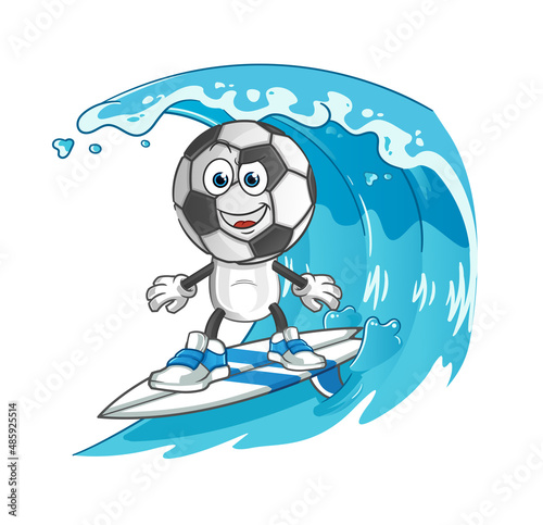 football head cartoon surfing character. cartoon mascot vector