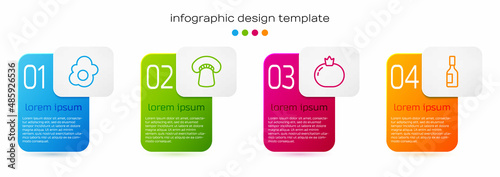 Set line Scrambled egg, Mushroom, Tomato and Tabasco sauce. Business infographic template. Vector