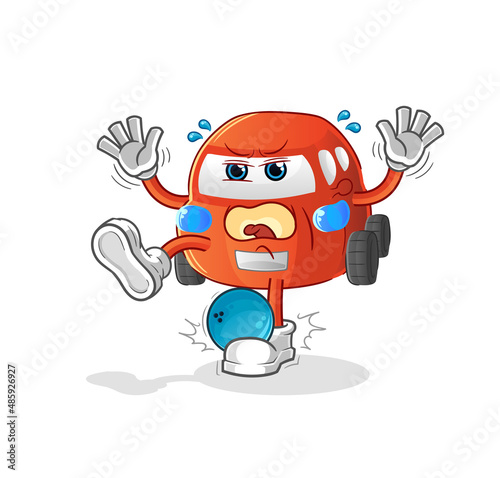 car hiten by bowling cartoon. cartoon mascot vector