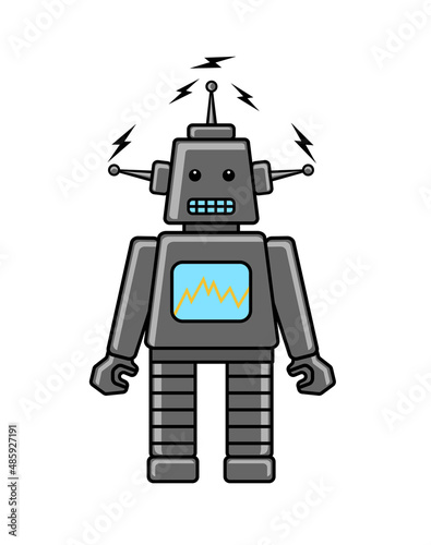cartoon style vector illustration of a robot