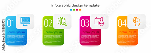 Set line Binary code, NFT Digital crypto art, and . Business infographic template. Vector