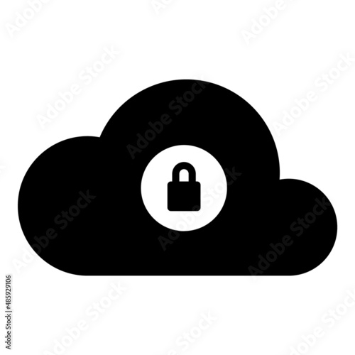 Cloud Data Lock Flat Icon Isolated On White Background