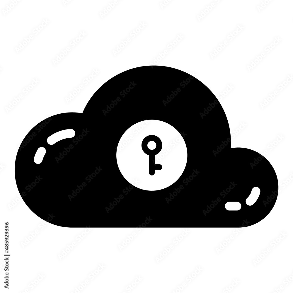 Cloud Data Key Flat Icon Isolated On White Background Cloud Data Key Flat Icon Isolated On White Background