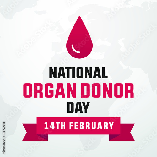 national organ donor day 14th february modern crreative minimalist banner, sign, design concept, social media post, template with red text and organ donation icon on an abstract background.