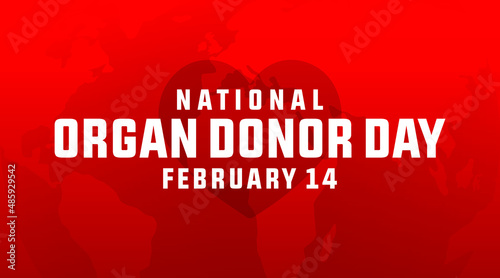 national organ donor day 14th february modern crreative minimalist banner, sign, design concept, social media post, template with red text and organ donation icon on an abstract background.