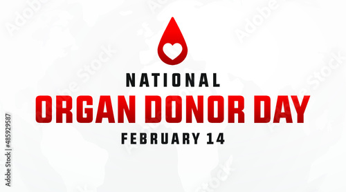 national organ donor day 14th february modern crreative minimalist banner, sign, design concept, social media post, template with red text and organ donation icon on an abstract background.