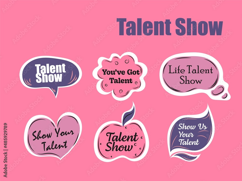 Talent show advertising sticker set, label design