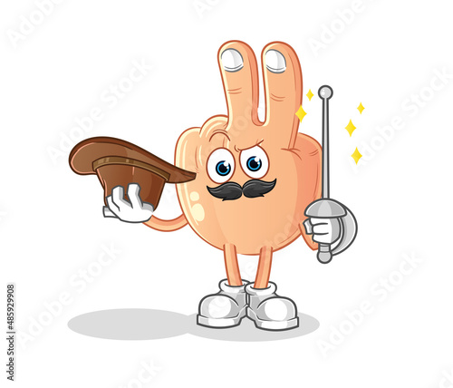peace finger head cartoon fencer character. cartoon mascot vector
