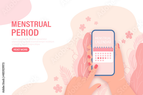 Menstruation period. Calendar concept. Female period protection. Vector illustration