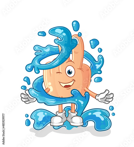 peace finger head cartoon fresh with water mascot. cartoon vector