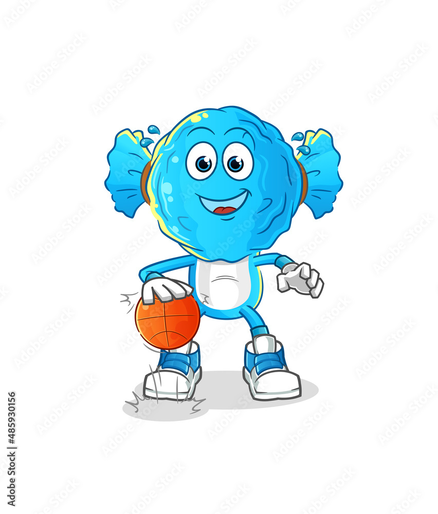 Obraz premium candy head cartoon dribble basketball character. cartoon vector
