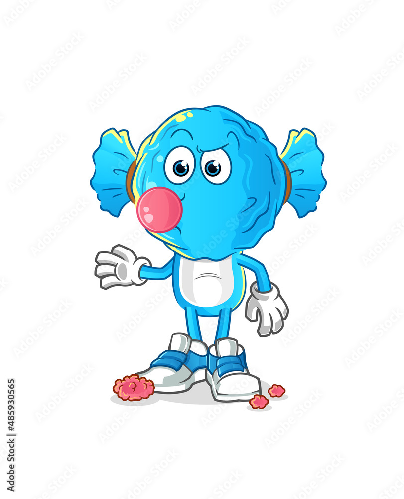 candy head cartoon chewing gum vector. cartoon character candy head cartoon chewing gum vector. cartoon character