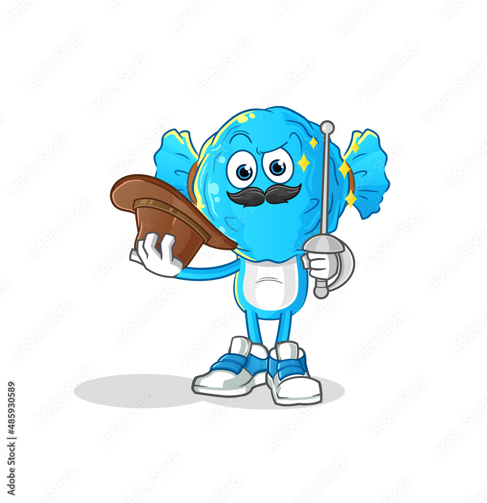 candy head cartoon fencer character. cartoon mascot vector