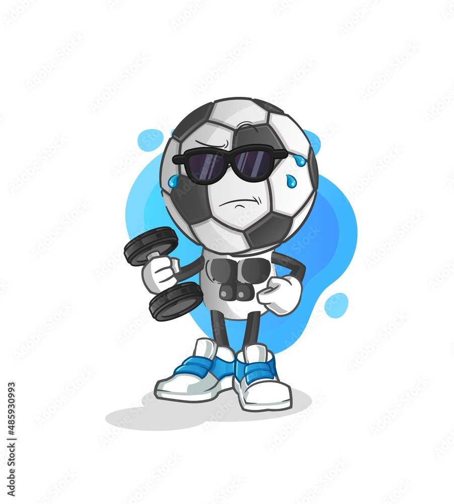 football head cartoon lifting dumbbell vector. cartoon character football head cartoon lifting dumbbell vector. cartoon character