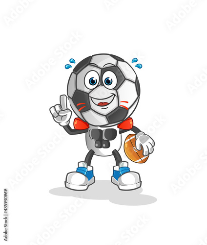 football head cartoon playing rugby character. cartoon vector