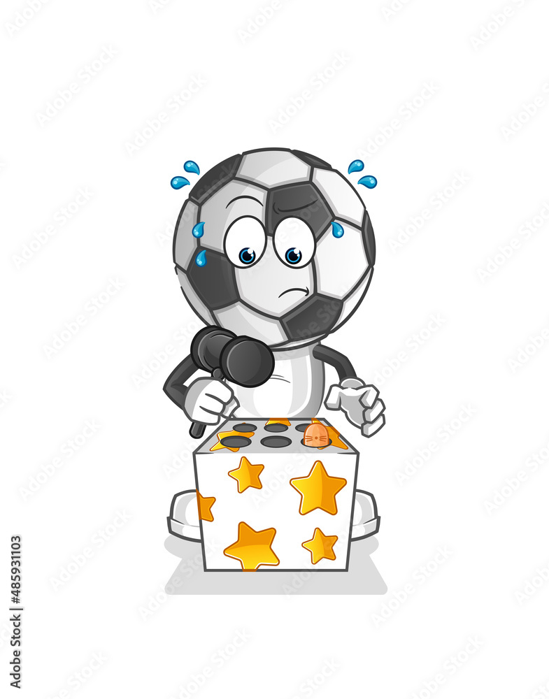 football head cartoon play whack a mole mascot. cartoon vector Stock