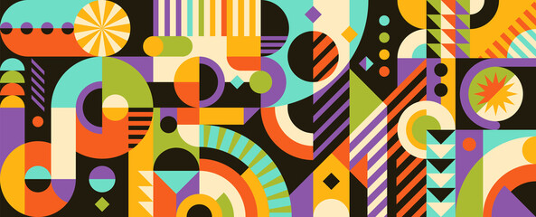 Acrylglasbilder Graffiti Abstract background design with colorful geometric shapes. Vector illustration.  © Radoman Durkovic