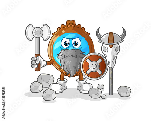 mirror viking with an ax illustration. character vector