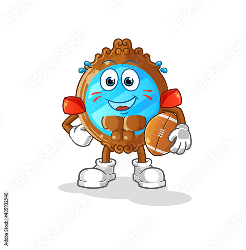 mirror playing rugby character. cartoon mascot vector