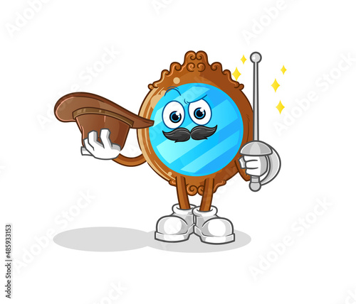 mirror fencer character. cartoon mascot vector
