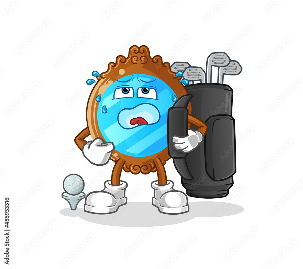 mirror with golf equipment. cartoon mascot vector mirror with golf equipment. cartoon mascot vector