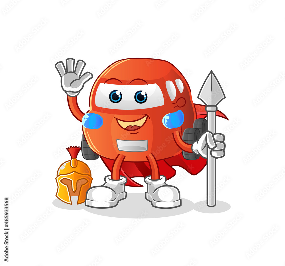 Obraz premium car spartan character. cartoon mascot vector