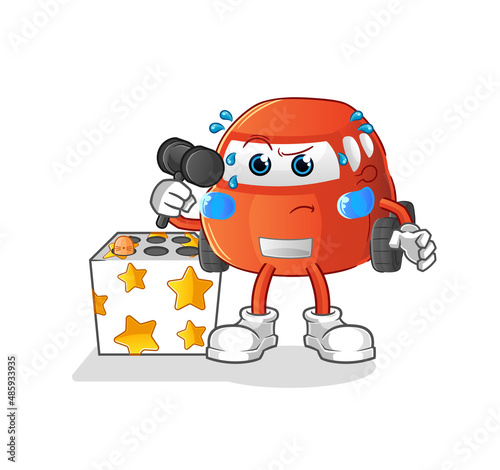 car play whack a mole mascot. cartoon vector