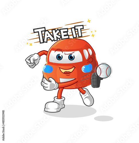 car throwing baseball vector. cartoon character