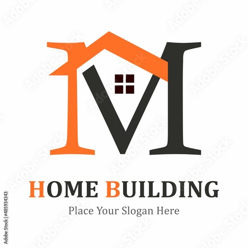 Letter M abstract with house vector logo template. Suitable for business, web design and architecture

