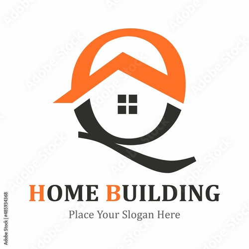 Letter Q  abstract with house vector logo template. Suitable for business, web design and architecture
