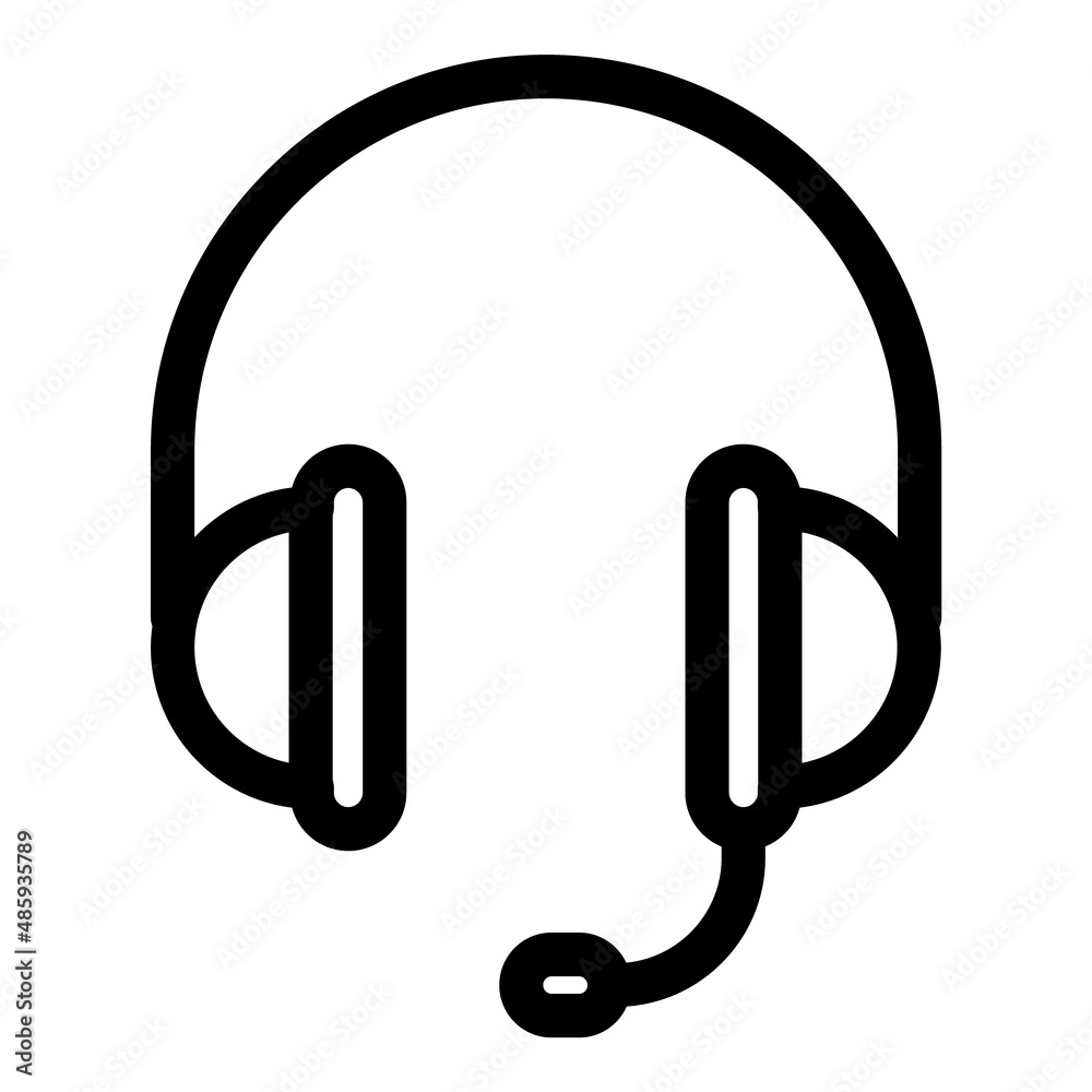 Headset Flat Icon Isolated On White Background Headset Flat Icon Isolated On White Background