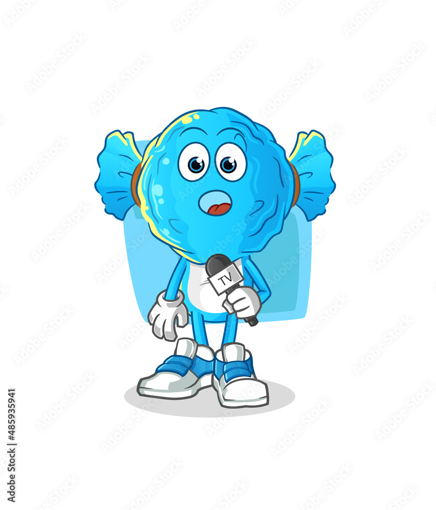 candy head cartoon tv reporter. cartoon mascot vector candy head cartoon tv reporter. cartoon mascot vector